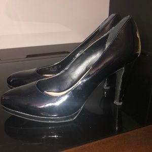 Patent almond toe pumps